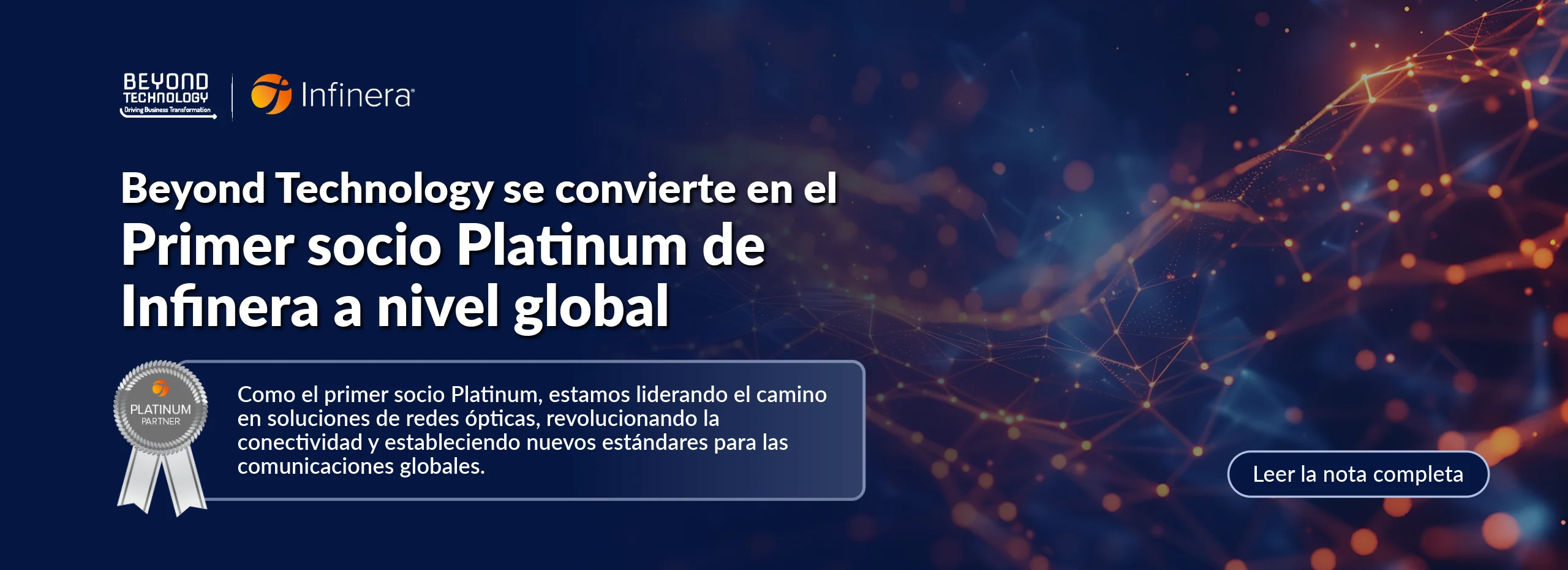 Beyond Technology se convierte en el primer partner platinum de infinera a nivel global